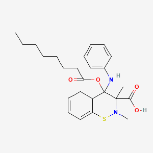 CAPRYLYLOXYPHENYLAMINO DIMETHYLTETRAHYDRO BENZOTHIAZINE CARBOXYLIC ACID 분자 구조