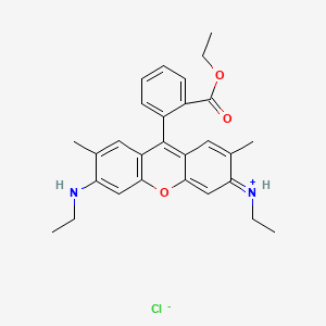 Xanthylium, 9-[2-(ethoxycarbonyl)phenyl]-3,6-bis(ethylamino)-2,7-dimethyl-, chloride (1:1) 분자 구조