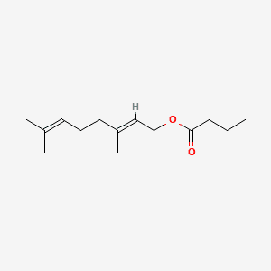 Butanoic acid, 3,7-dimethyl-2,6-octadienyl ester, (E)- 분자 구조