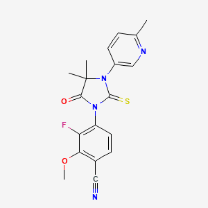 METHYLPYRIDINYL FLUOROMETHOXYBENZONITRILE DIMETHYLOXOTHIOOXOIMIDAZOLIDINE 분자 구조