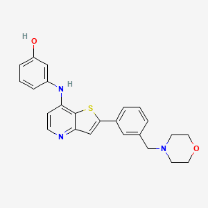 MORPHOLINOMETHYLPHENYL HYDROXYPHENYLAMINO THIENOPYRIDINE 분자 구조