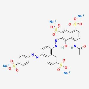 1,7-Naphthalenedisulfonic acid, 4-(acetylamino)-5-hydroxy-6-[[7-sulfo-4-[(4-sulfophenyl)azo]-1-naphthalenyl]azo]-, tetrasodium salt 분자 구조