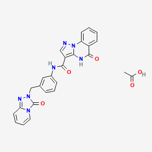 OXOTRIAZOLYLPYRIDINE METHYLPHENYLACETAMIDO PYRAZOLOQUINAZOLINONE ACETATE 분자 구조