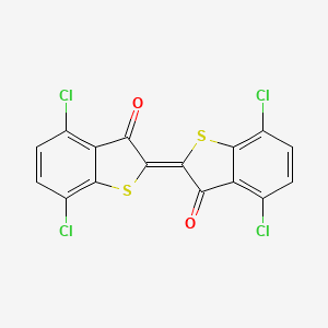 Benzo[b]thiophen-3(2H)-one, 4,7-dichloro-2-(4,7-dichloro-3-oxobenzo[b]thien-2(3H)-ylidene)- 분자 구조