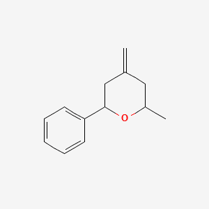 2H-Pyran, tetrahydro-2-methyl-4-methylene-6-phenyl- 분자 구조