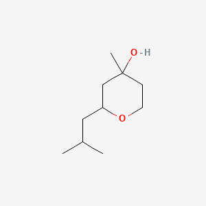 2H-Pyran-4-ol, tetrahydro-4-methyl-2-(2-methylpropyl)- 분자 구조