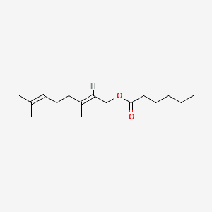 Hexanoic acid, 3,7-dimethyl-2,6-octadienyl ester, (E)- 분자 구조