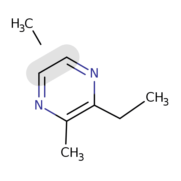 Pyrazine, 2-ethyl-3,?-dimethyl- 분자 구조