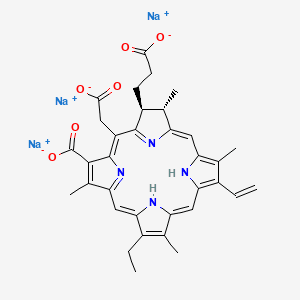 21H,23H-Porphine-2-propanoic acid, 18-carboxy-20-(carboxymethyl)-8-ethenyl-13-ethyl-2,3-dihydro-3,7,12,17-tetramethyl-,trisodium salt, (2S-trans)- 분자 구조