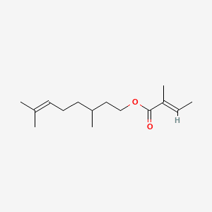 2-Butenoic acid, 2-methyl-, 3,7-dimethyl-6-octenyl ester, (E)- 분자 구조