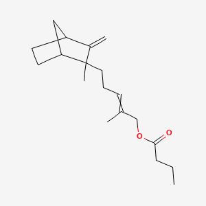 Butanoic acid, 2-methyl-5-(2-methyl-3-methylenebicyclo[2.2.1]hept-2-yl)-2-pentenyl ester 분자 구조