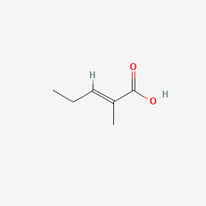 2-Pentenoic acid, 2-methyl-, (E)- 분자 구조