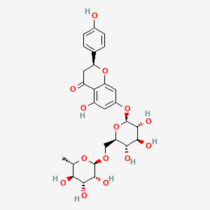 4H-1-Benzopyran-4-one, 7-[[6-O-(6-deoxy-.alpha.-L-mannopyranosyl)-.beta.-D-glucopyranosyl]oxy]-2,3-dihydro-5-hydroxy-2-(4-hydroxyphenyl)-, (S)- 분자 구조