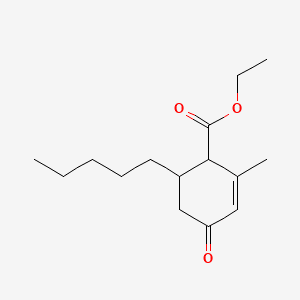 2-Cyclohexene-1-carboxylic acid, 2-methyl-4-oxo-6-pentyl-, ethyl ester 분자 구조