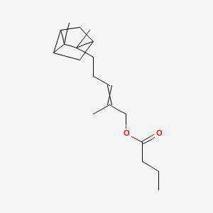 Butanoic acid, 5-(2,3-dimethyltricyclo[2.2.1.02,6]hept-3-yl)-2-methyl-2-pentenyl ester 분자 구조