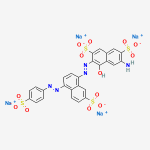2,7-Naphthalenedisulfonic acid, 6-amino-4-hydroxy-3-[[7-sulfo-4-[(4-sulfophenyl)azo]-1-naphthalenyl]azo]-, tetrasodium salt 분자 구조