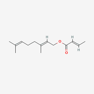 2-Butenoic acid, 3,7-dimethyl-2,6-octadienyl ester, (?,E)- 분자 구조