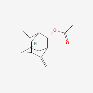 Tricyclo[3.3.1.1(3,7)]decan-2-ol, 4-methyl-8-methylene, acetate 분자 구조