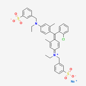 Benzenemethanaminium, N-[4-[(2-chlorophenyl)[4-[ethyl[(3-sulfophenyl)methyl]amino]-2-methylphenyl]methylene]-3-methyl-2,5-cyclohexadien-1-ylidene]-N-ethyl-3-sulfo-, hydroxide, inner salt, sodium salt 분자 구조