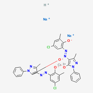 Chromate(3-), bis[5-chloro-3-[(4,5-dihydro-3-methyl-5-oxo-1-phenyl-1H-pyrazol-4-yl)azo]-2-hydroxybenzenesulfonato(3-)]-, disodium hydrogen 분자 구조