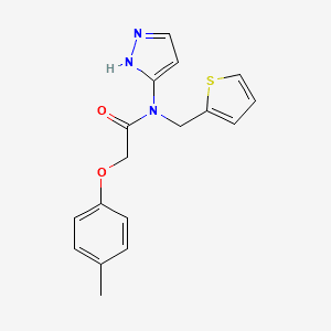 Acetamide, 2-(4-methylphenoxy)-N-1H-pyrazol-3-yl-N-(2-thienylmethyl)- 분자 구조