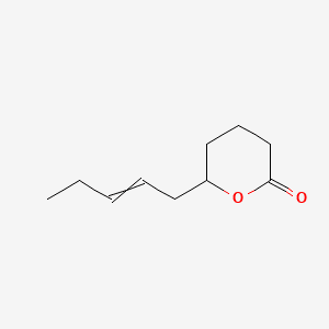 2H-Pyran-2-one, tetrahydro-6-(2-pentenyl)- 분자 구조