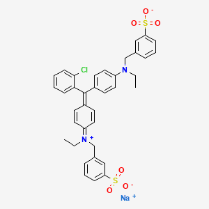 Benzenemethanaminium, N-[4-[(2-chlorophenyl)[4-[ethyl[(3-sulfophenyl)methyl]amino]phenyl]methylene]-2,5-cyclohexadien-1-ylidene]-N-ethyl-3-sulfo-, hydroxide, inner salt, sodium salt 분자 구조