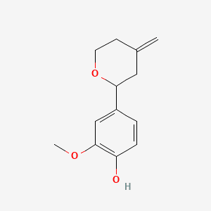 Phenol, 2-methoxy-4-(tetrahydro-4-methylene-2H-pyran-2-yl)- 분자 구조
