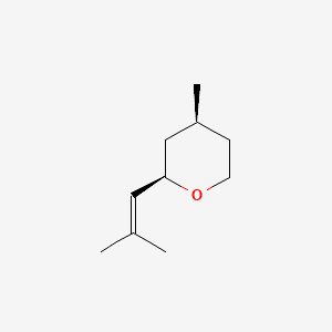 2H-Pyran, tetrahydro-4-methyl-2-(2-methyl-1-propenyl)-, (2R-cis)- 분자 구조