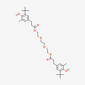 Benzenepropanoic acid, 3-(1,1-dimethylethyl)-4-hydroxy-5-methyl-, 1,2-ethanediylbis(oxy-2,1-ethanediyl)ester 분자 구조