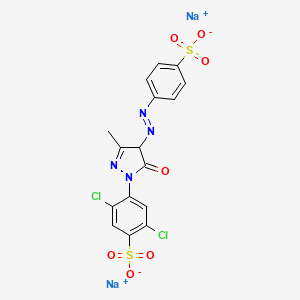 Benzenesulfonic acid, 2,5-dichloro-4-[4,5-dihydro-3-methyl-5-oxo-4-[(4-sulfophenyl)azo]-1H-pyrazol-1-yl]-, disodium salt 분자 구조