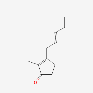 2-Cyclopenten-1-one, 2-methyl-3-(2-pentenyl)- 분자 구조
