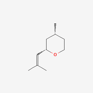 2H-Pyran, tetrahydro-4-methyl-2-(2-methyl-1-propenyl)-, (2S-cis)- 분자 구조