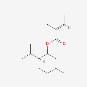 2-Butenoic acid, 2-methyl-, 5-methyl-2-(1-methylethyl)cyclohexyl ester 분자 구조