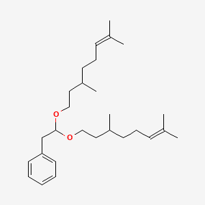 Benzene, [2,2-bis[(3,7-dimethyl-6-octenyl)oxy]ethyl]- 분자 구조