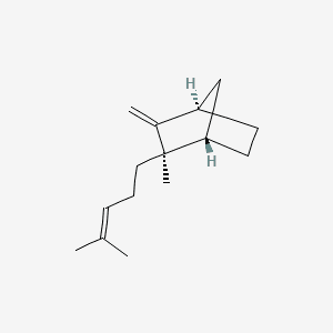 Bicyclo[2.2.1]heptane, 2-methyl-3-methylene-2-(4-methyl-3-pentenyl)-, (1S-exo)- 분자 구조