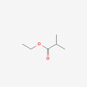 Propanoic acid, 2-methyl-, ethyl ester 분자 구조