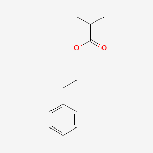 Propanoic acid, 2-methyl-, 1,1-dimethyl-3-phenylpropyl ester 분자 구조