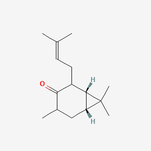Bicyclo[4.1.0]heptan-3-one, 4,7,7-trimethyl-2-(3-methyl-2-butenyl)- 분자 구조