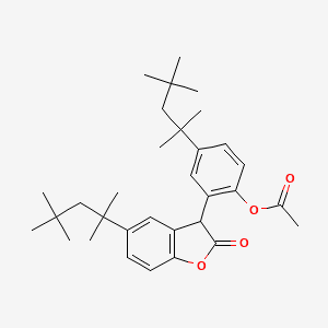 2(3H)-Benzofuranone, 3-[2-(acetyloxy)-5-(1,1,3,3-tetramethylbutyl)phenyl]-5-(1,1,3,3-tetramethylbutyl)- 분자 구조