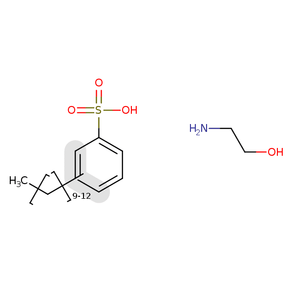 Benzenesulfonic acid, mono-C10-13-alkyl derivatives, compounds with ethanolamine 분자 구조