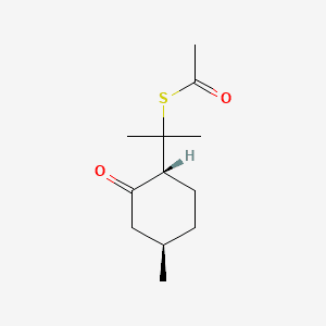 Ethanethioic acid, S-[1-methyl-1-(4-methyl-2-oxocyclohexyl)ethyl] ester, (1R-trans)- 분자 구조