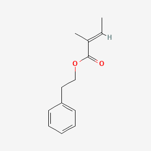 2-Butenoic acid, 2-methyl-, 2-phenylethyl ester, (E)- 분자 구조