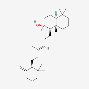 2-Naphthalenol, 1-[6-(2,2-dimethyl-6-methylenecyclohexyl)-4-methyl-3-hexenyl]decahydro-2,5,5,8a-tetramethyl-, [1R-[1.alpha.[3E,6(S*)],2.beta.,4a.beta.,8a.alpha.]]- 분자 구조