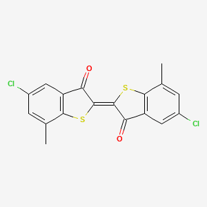 Benzo[b]thiophen-3(2H)-one, 5-chloro-2-(5-chloro-7-methyl-3-oxobenzo[b]thien-2(3H)-ylidene)-7-methyl- 분자 구조