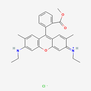 Xanthylium, 3,6-bis(ethylamino)-9-[2-(methoxycarbonyl)phenyl]-2,7-dimethyl-, chloride 분자 구조