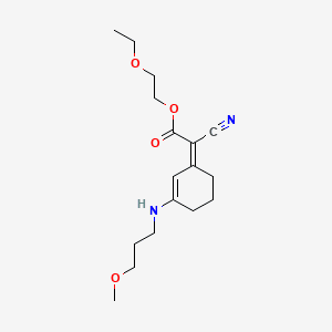 METHOXYPROPYLAMINO CYCLOHEXENYLIDENE ETHOXYETHYLCYANOACETATE 분자 구조