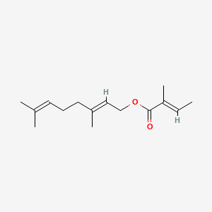 2-Butenoic acid, 2-methyl-, 3,7-dimethyl-2,6-octadienyl ester, (E,E)- 분자 구조