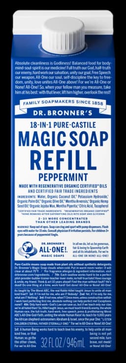 닥터브로너스 Peppermint - Pure-Castile Magic Soap Refill