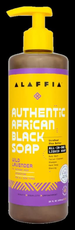 Alaffia Authentic African Black Soap All-In-One - Wild Lavender, 16 oz